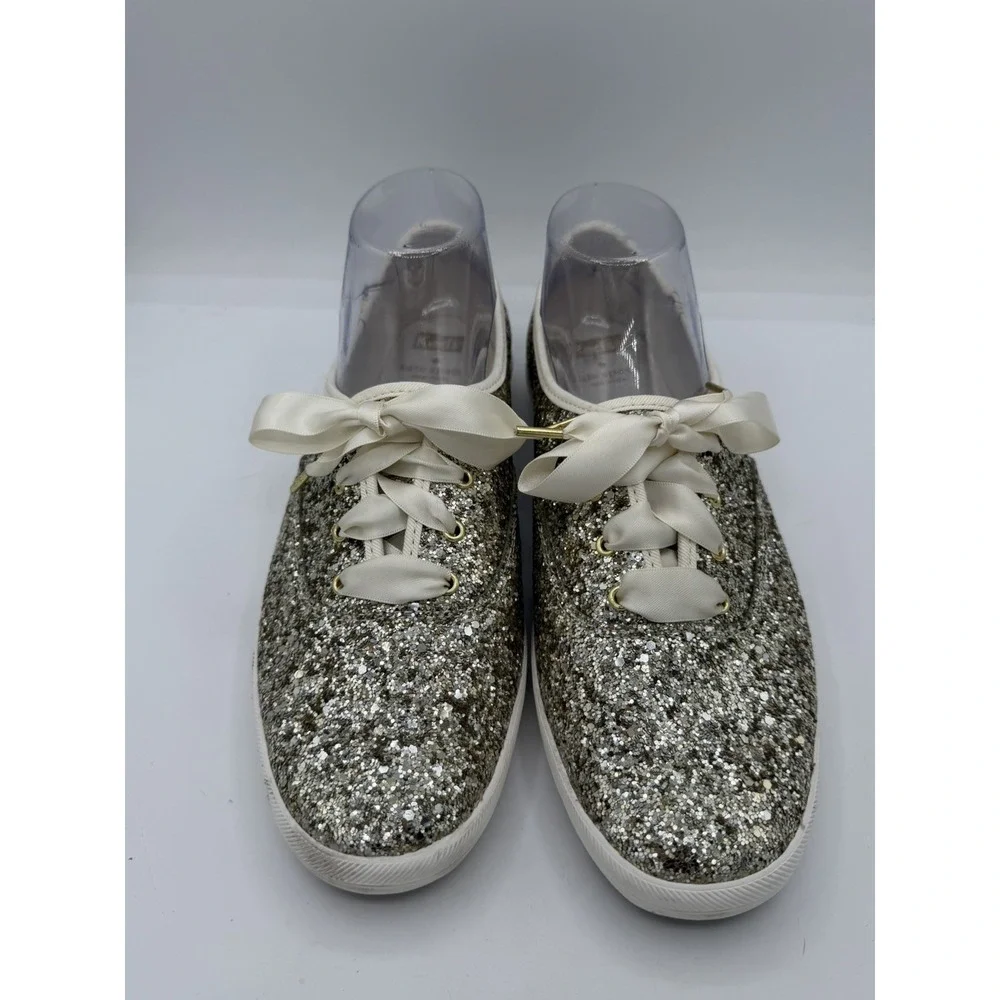 Keds x Kate Spade Women's Champion Glitter Sneakers Satin Laces Size 9.5